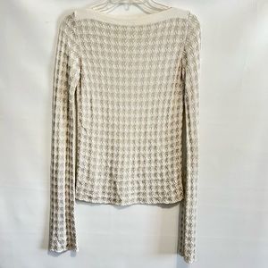 Armani Collezioni made in Italy sweater cardigan boatneck EUC sz 8 tan and cream